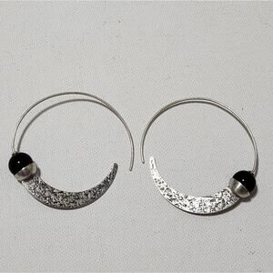Silpada 925 Sterling Silver Chalcedony Comet Tail Hoop‎ Earrings